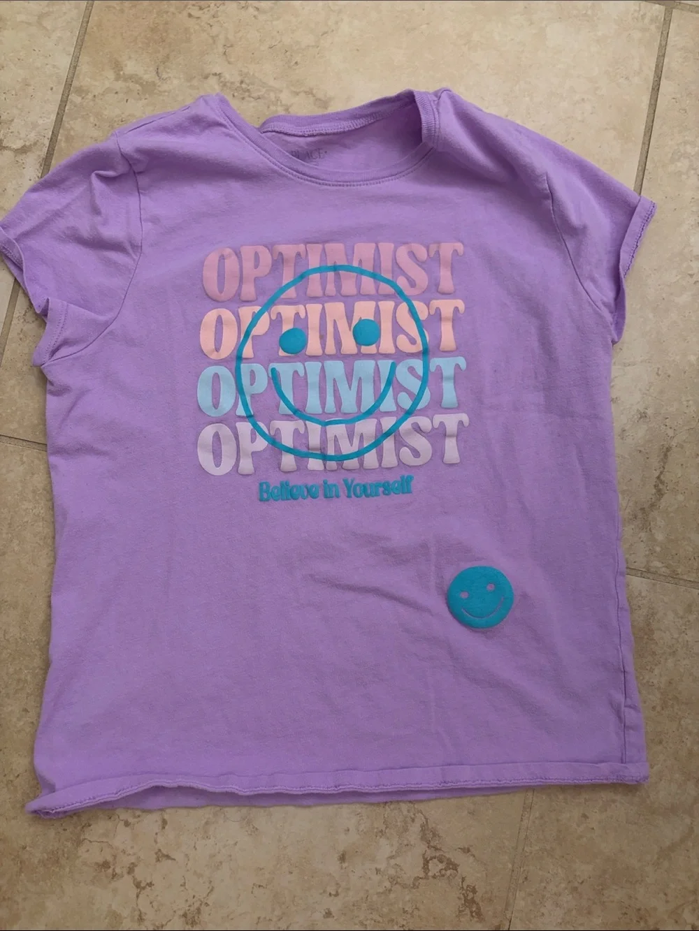 4/$12 Childrens Place Purple 'Optimist' Graphic Tee - Believe in Yourself